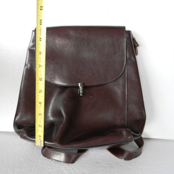 HESHE DARK BROWN GLAZED LEATHER BOHO BACKPACK main image 9